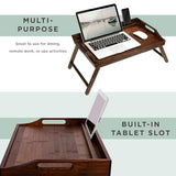 Bamboo Bed Tray with Phone Holder, Extra Large Lap Desk for Laptops up to 17.3 Inches