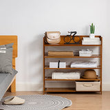 Suwoic Bamboo Shoe Rack Organizer, 5 Tier Shoe shelf Storage Organizer, For Entryway, Hallway, and Closet (Brown-39.4")
