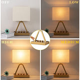 Touch Control Table Lamp, 3-Way Dimmable Desk Lamp with USB C & USB A and AC Outlet