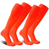 FOOTPLUS Knee High Soccer Socks Mens 12-15,Unisex Over Knee Team Sports Volleyball Softball Baseball Socks for Community Summer Leagues,2 Pairs Orange,X-Large