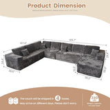Modular Sectional Sofa No Assembly,165X110 Inch Plush Corduroy Large U Shaped Floor Couch Set with Deep Seat Chaise