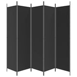 Zexlorith 5-Panel Room Divider, Fabric Partition Screen Black 98.4x78.7 in