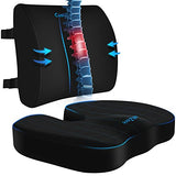 CushZone Seat Cushion, Lumbar Support Pillow with Adjustable Strap-Chair Cushions for Sciatica Pain Relief