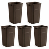 Getzi 5 Pack Brown 25 Gallon Square Commercial Trash Can, Heavy Duty
