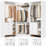Aheaplus Closet System with 6 Drawers, 4 Hanging Rods & Corner Tower