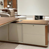 LSIGHTUS Minimalist Style L Shaped Executive Office Desk with Cabinet