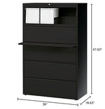 Hirsh 36 in W 5 Drawer Lateral File Cabinet, Black