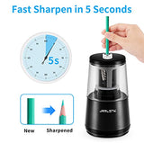 JARLINK Electric Pencil Sharpener, Heavy-Duty Helical Blade to Fast Sharpen, Auto Stop for No.2/Colored Pencils(6-8mm) (Black)