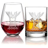 Colorsavant Tree of Life Wine & Whiskey Glass Set for Couples