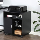 Printer Stand with Storage Adjustable Shelves, Wood Mobile Cart with Door
