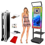 Magic Mirror Photo Booth Machine 40" with Portable Printer and Printer Stand
