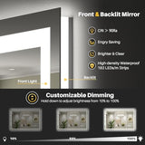 60x40 LED Bathroom Mirror, Dual Lit Anti-Fog Wall Vanity Mirror