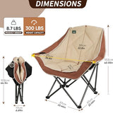 Northroad 2 Pack Oversized Camping Chair,Outdoor Padded Folding Lawn Chair w/Cup Holder,Carry Bag for Beach, Hiking, and Picnics,Heavy-Duty 300-lbs Capacity, Moca&Cream