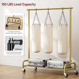 SLEEPING LAMB Heavy Duty Clothes Racks for Hanging Clothing Rack, 43" Wide Rolling Garment Rack Metal Wardrobe Rack with Wheels (Gold)
