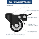 3-Tier Metal Rolling Book Cart, 4 Lockable Wheels & Side Hooks