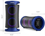 Large Party Bluetooth Speaker, 260W Peak Powerful Loud Sound with Deep Bass, 15Hr Playtime, Fast Charge, RGB Cool Light Show, TWS, Portable for Outdoor Beach, Camping, Backyard, Work, Home (Blue)
