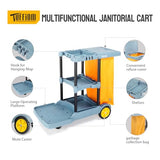 Commercial Traditional Cleaning Janitorial 3-Shelf Cart, 500 Lbs Capacity Housekeeping Cart,