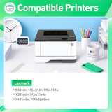 Toner Cartridge Black High Yield with Chip 15,000 Page-Yield Replacement for Lexmark