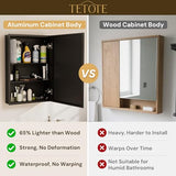 TETOTE 48 x 32 Bathroom Vanity Mirror Cabinet with Tempered Beveled Mirror Black Medicine Cabinet