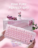 GravaStar Mercury K1 75% Pink Wireless Keyboard, Aluminum Alloy Exoskeleton Design Mechanical Gaming Keyboard