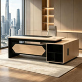 LBCZJYX Executive L Shaped Desk with Drawers, Large Wood Office Furniture for Home Office and Business
