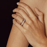 YOIHUR 14K Gold Plated Stackable Rings for Women Non Tarnish, 3 Ring Set with CZ Cubic Zirconia，Interlocked Stackable Rings，Gold and Silver Connected Bands Stacking Jewelry