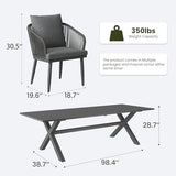 LayinSun 11 Pieces Outdoor Patio Dining Set, Aluminium Rectangular Dining Table and Wicker Rattan Chairs Set