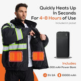 SRsafety Safety Heated Jacket,Waterproof Safety Jacket for Men with Pockets, Reflective High Visibility Safety Heated Jackets