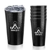SHIKORI Metal Tumblers 15 oz Cold Drink Iced Coffee Cup, Pure Aluminum Tumblers, Hammered Beer Cups for Birthday Party Camping Travel Outdoors Supplies (Black - 6 Cups)