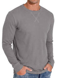 Askdeer Men's Waffle Long Sleeve T-Shirt Casual Lightweight Pullover Tees