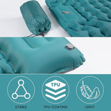 Seektain Inflating Sleeping Pad Mattress for Camping: Inflatable Camping Bed with Built-in Foot Pump for Tent - 4" Extra Thick Mat Air Cot for Floor - Blue