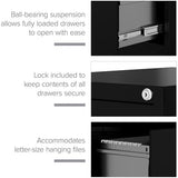 Set of 2 3 Drawer - Letter Width - Vertical File Cabinet - Black