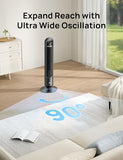 Dreo Tower Fan for Bedroom, 90° Oscillating Standing Fans for Room with 4 Speeds, 3 Modes, 28dB Quiet for Sleep, 25ft/s Velocity, 8H Timer, Remote, Living Room, Office, Home, Black