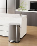 Kitchen Trash Can with Lid Soft Close,13 Gallon / 50L Stainless Steel Pedal Garbage Can, Heavy-Duty Fingerprint Proof Step Wastebasket with 20 Bags,
