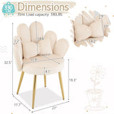 VINGLI Petal Makeup Vanity Chair with Back,Flower Cute Girls Desk Chair Comfy No Wheels