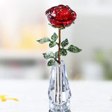 10'' Red Crystal Rose Figurine - Rose Flower Gifts for Mom Women