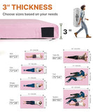 Gaialoop 3 Inch Memory Foam Camping Mattress, Dual Layer Thick Sleeping Camp Pad for Car Tent Cot, Roll-Up Portable Glamping Floor Bed for Guests Sleepover[Twin XL: 80 * 38 * 3"] Sakura Pink