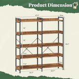 Huuger 5 Tier Bookshelf, Display Bookshelf with 10 Open Shelves and Raised Baffle