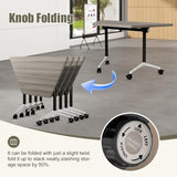 47.2in Flip Top Folding Conference Room Table with Rolling Wheels