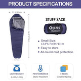 QEZER Down Mummy Sleeping Bag for Adults, 54°F to 28°F Warm Weather Lightweight Compact for Camping Backpacking Hiking, Outdoor Sleeping Bag with 600 Fill Power Down