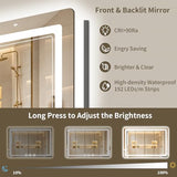 40"x60" LED Bathroom Mirror with Lights, Backlit + Front Lit, Anti-Fog
