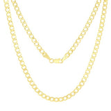 Nuragold 14k Real Yellow Gold Cuban Curb Link 3.5mm Chain Necklace
