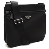 Prada Midnight Black Tessuto Nylon & Saffian Leather Designer Crossbody Messenger Travel Bag