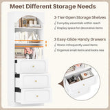Cyclysio 80" Tall Bookshelf with 3 Drawers, Arched Bookcase with 3 Open Shelves
