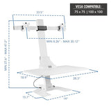 Mount-It! Electric Standing Desk Converter, Motorized Sit Stand Desk Riser with Dual Monitor Mounts, Adjustable Height Ergonomic Workstation with 28” Wide Platform and Tablet/Phone Slot, White