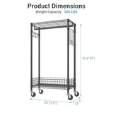 VIPEK R1 Rolling Clothes Rack with Pegboard Organizer Portable Closet for Hanging Clothes with Lockable Wheels & Removable Basket, Black