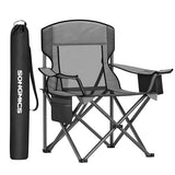 SONGMICS Camping Chair, Folding Oversized Chair, Comfortable and Heavy-Duty, 352 lb Weight Capacity, Adjustable Armrests with Cooler Bag, Storage Bag, Breathable Mesh, Slate Gray UGCB060G01