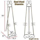 56" H Metal Scroll Extra Large Free Standing Adjustable Display Easel