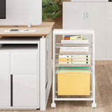 5-Tier Rolling File Cart, Under Desk Storage Organizer with Lockable Wheels & Mesh Sliding Trays