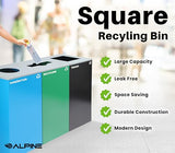 Alpine Indoor Recycling Bin -Commercial Trash Can Recycling Station Combo, Customizable 3 Compartment Metal,